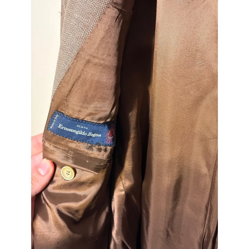 Ermenegildo Zegna Wool Silk Blazer Brown 42 Regular Dino's Master Tailor Italy